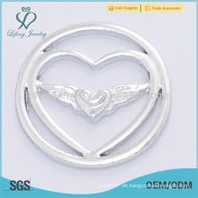 Fahion 22mm Design Silber Engel Flügel Schmuck liefert schwimmenden Medaillons Platten